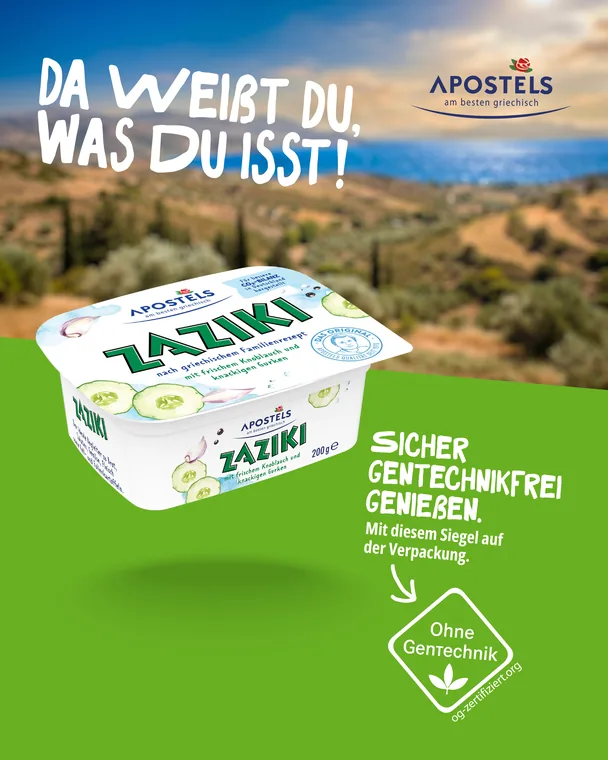 Werbemotiv Apostels Zaziki: Da weißt du, was du isst!